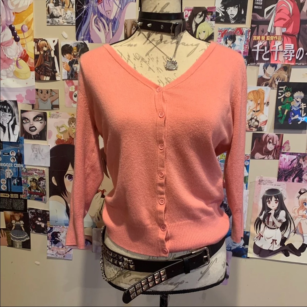 pink cardigan